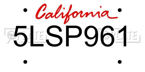 5LSP961 California License Plate