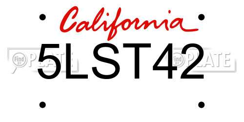 5LST42 California License Plate