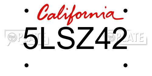 5LSZ42 California License Plate
