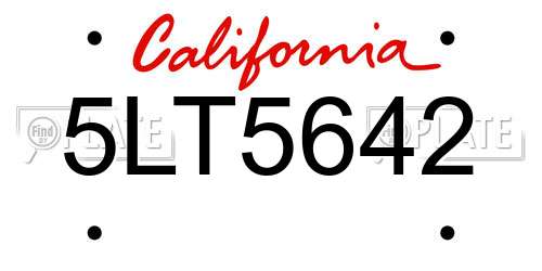 5LT5642 California License Plate