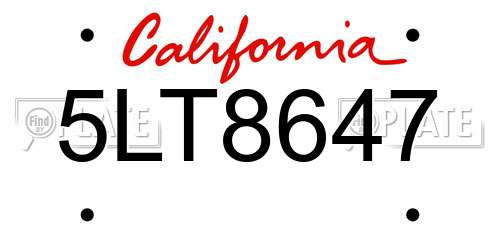 5LT8647 California License Plate