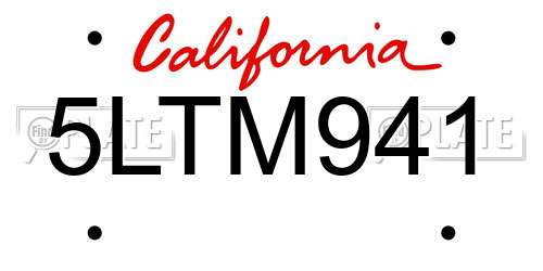 5LTM941 California License Plate