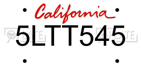 5LTT545 California License Plate