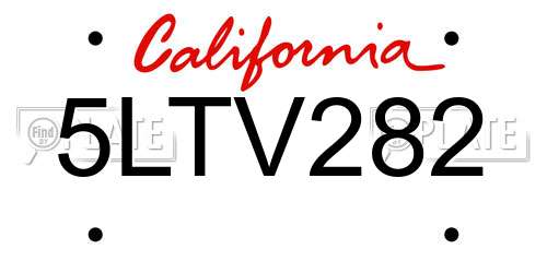 5LTV282 California License Plate
