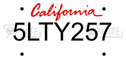 5LTY257 California License Plate