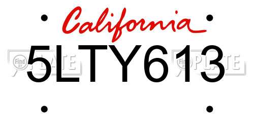 5LTY613 California License Plate