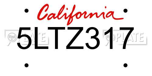 5LTZ317 California License Plate