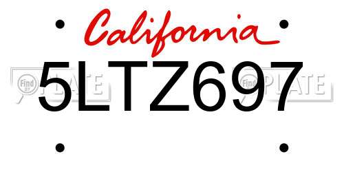 5LTZ697 California License Plate