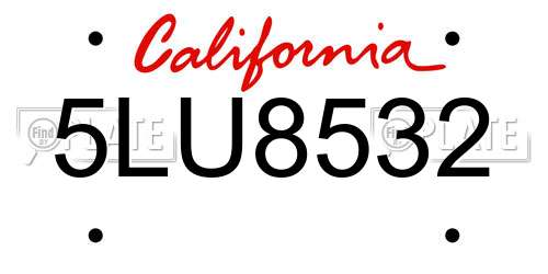 5LU8532 California License Plate
