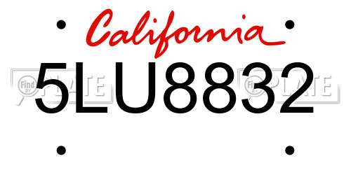 5LU8832 California License Plate