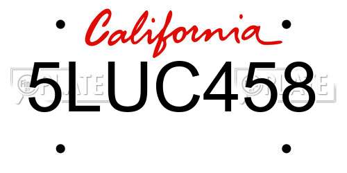 5LUC458 California License Plate