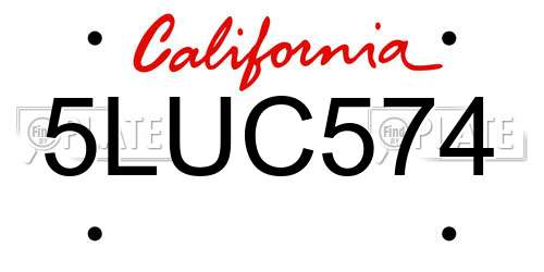 5LUC574 California License Plate