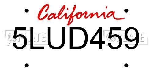 5LUD459 California License Plate