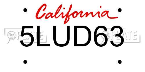 5LUD63 California License Plate