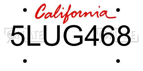 5LUG468 California License Plate