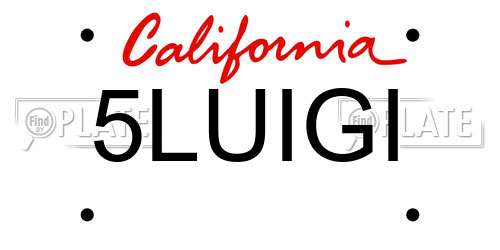 5LUIGI California License Plate