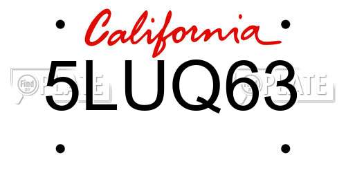5LUQ63 California License Plate