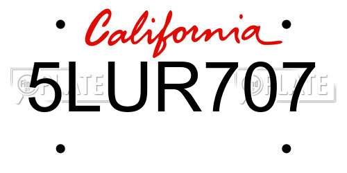 5LUR707 California License Plate