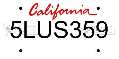 5LUS359 California License Plate