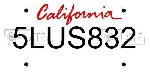 5LUS832 California License Plate