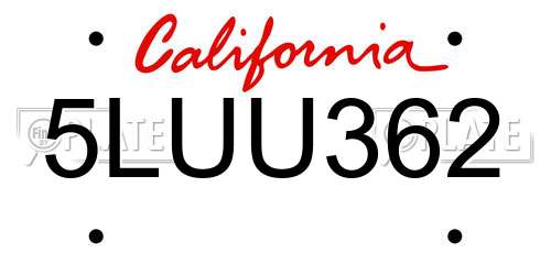 5LUU362 California License Plate