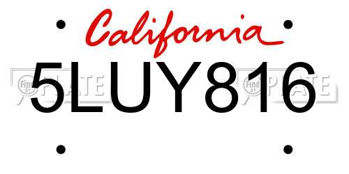 5LUY816 California License Plate