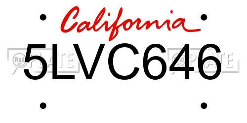 5LVC646 California License Plate
