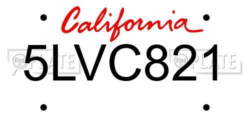 5LVC821 California License Plate