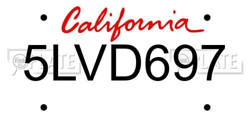 5LVD697 California License Plate