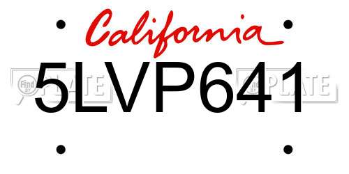 5LVP641 California License Plate
