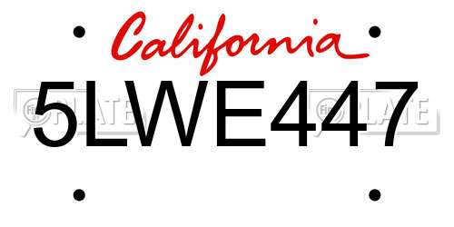5LWE447 California License Plate