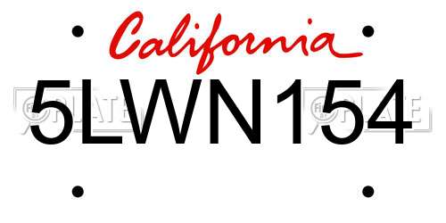 5LWN154 California License Plate