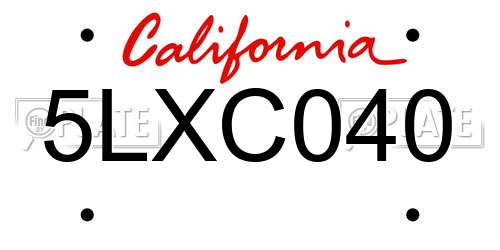 5LXC040 California License Plate