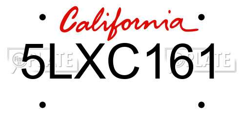 5LXC161 California License Plate