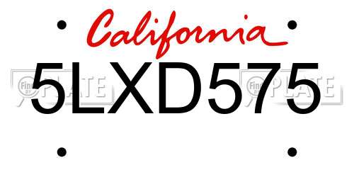 5LXD575 California License Plate