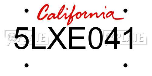 5LXE041 California License Plate