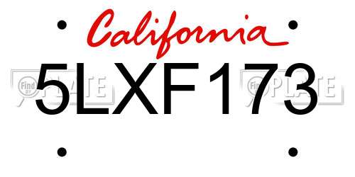 5LXF173 California License Plate