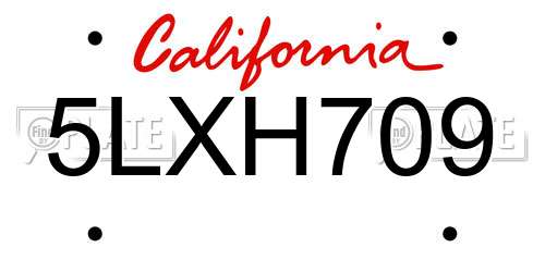5LXH709 California License Plate