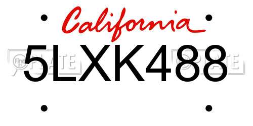 5LXK488 California License Plate