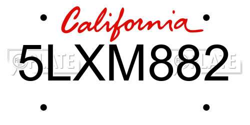 5LXM882 California License Plate