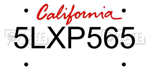 5LXP565 California License Plate