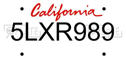 5LXR989 California License Plate