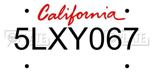 5LXY067 California License Plate
