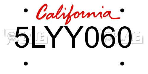 5LYY060 California License Plate