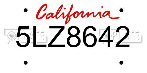 5LZ8642 California License Plate