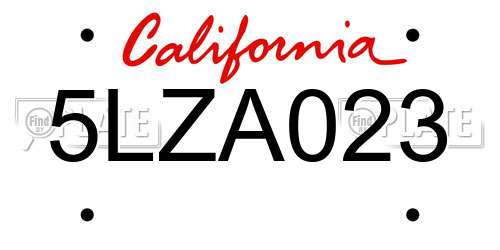 5LZA023 California License Plate