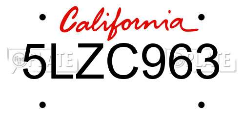 5LZC963 California License Plate