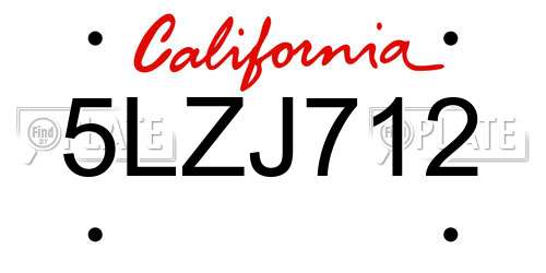 5LZJ712 California License Plate