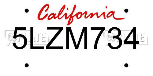 5LZM734 California License Plate