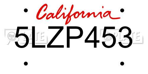 5LZP453 California License Plate